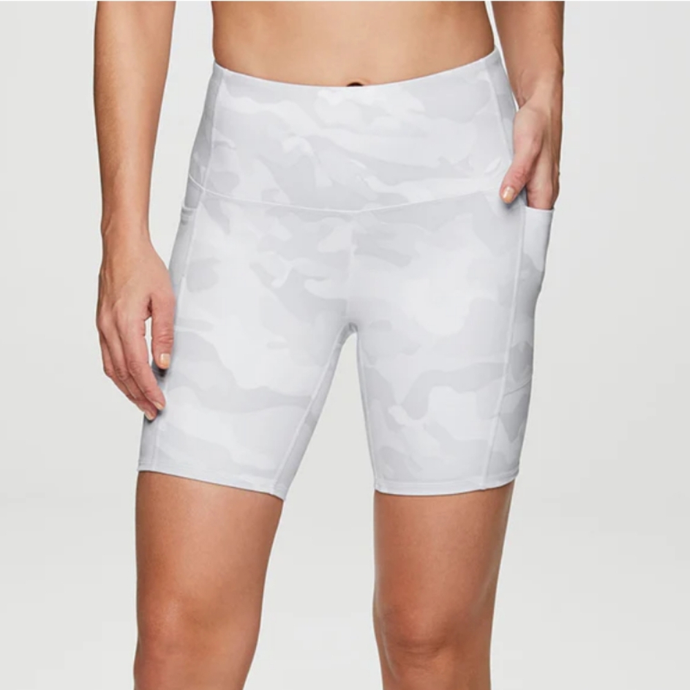 2/$30 RBX - Women's White Camo Bike/Workout Shorts Sz S